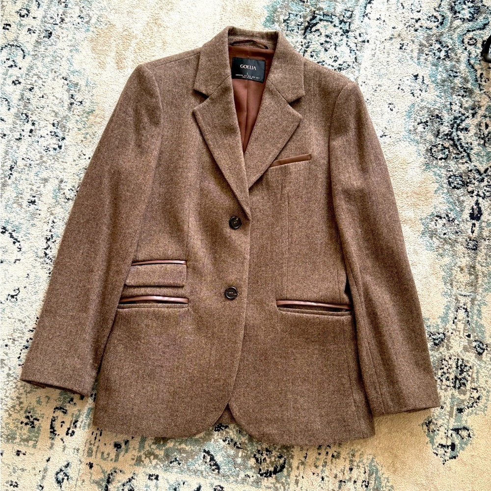 Goelia Washable Wool Split Leather Blazer
